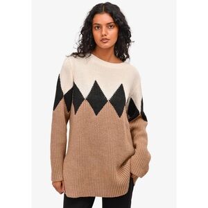 Sandro Argyle Wool Crewneck Sweater